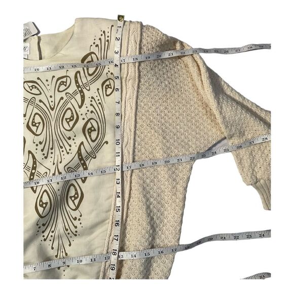 SideEffects Women’s Vintage Beige 80s Sweater Big Shoulder Pads Size 8 - Picture 14 of 16